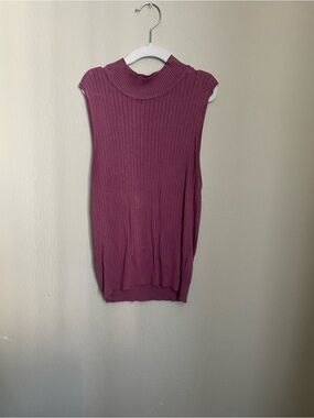 Sleeveless Ribbed Mock Neck Top - Dusty Rose